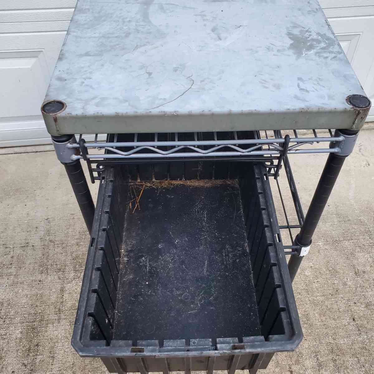 2 Shelf Rack With Stainless Steel Top And Pull Out Basket