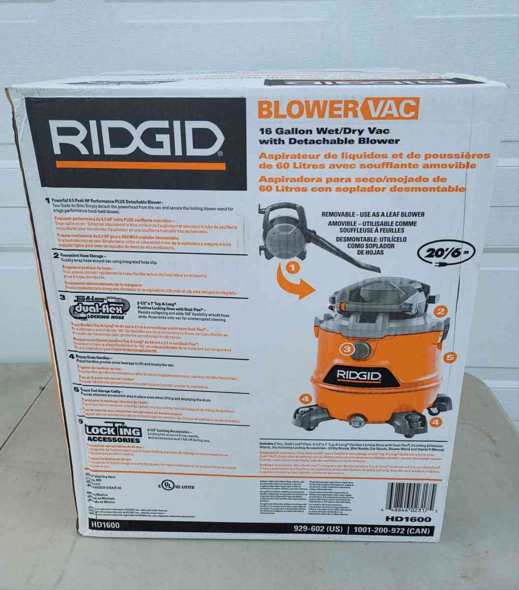 Ridgid 16 Gallon Wet Dry Vac with Detachable Blower