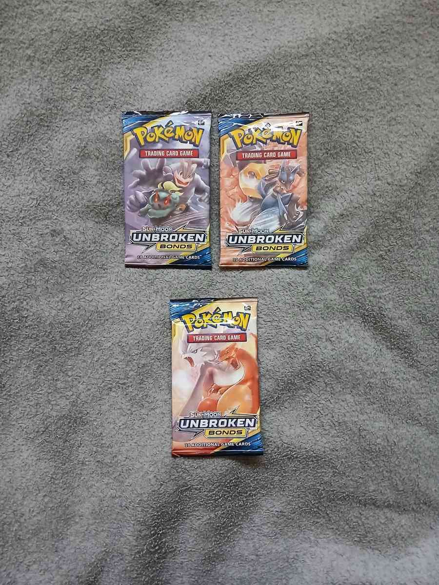 3 Pokemon Sun And Moon Unbroken Bonds 10 Cards Booster Packs