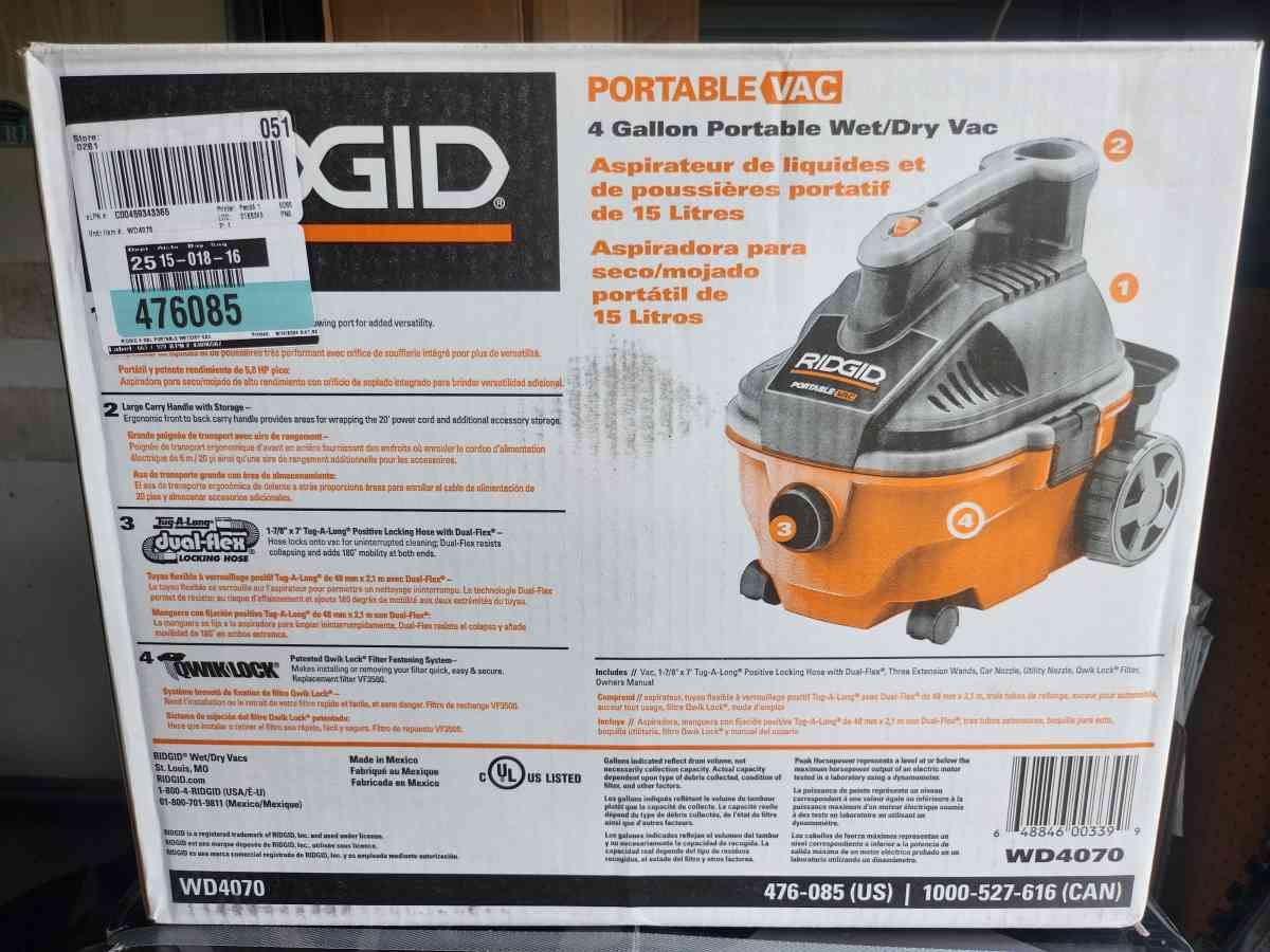 Ridgid Portable Wet Dry Vac