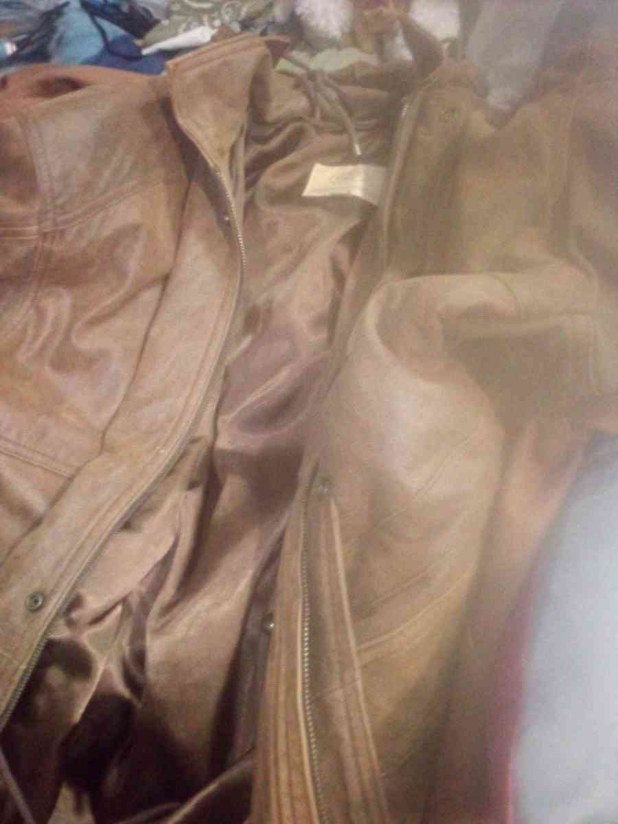 brown leather jacket George town brand