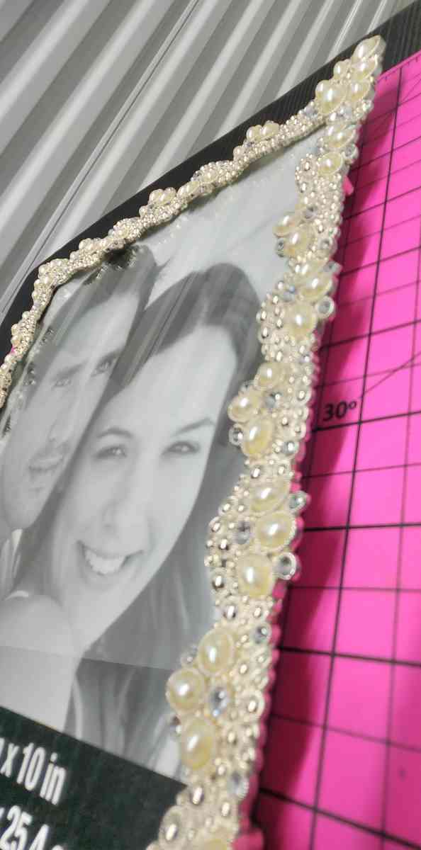 Ornate Pearl and Rhinestone Embellished 8x10  Photo Frame