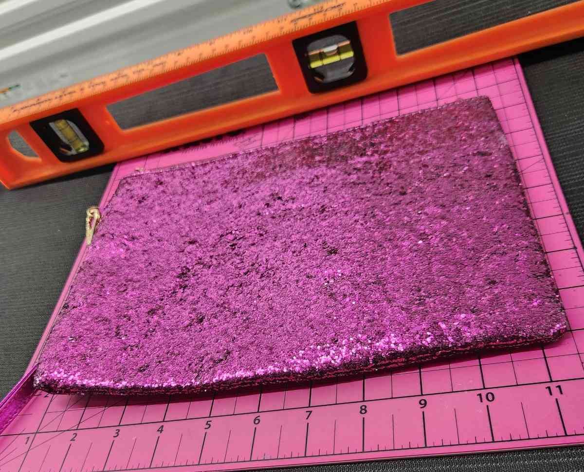 ALDO Pink Glittered Gold Top Zipper Wristlet with Strap