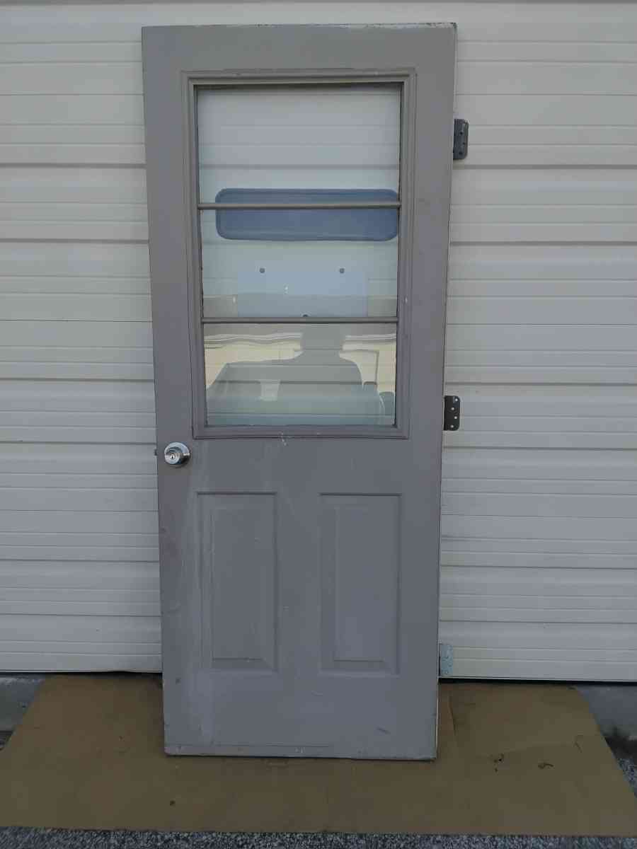 Nice Gray All Steel 3 Light JeldWen Door With HingesDoor Nob