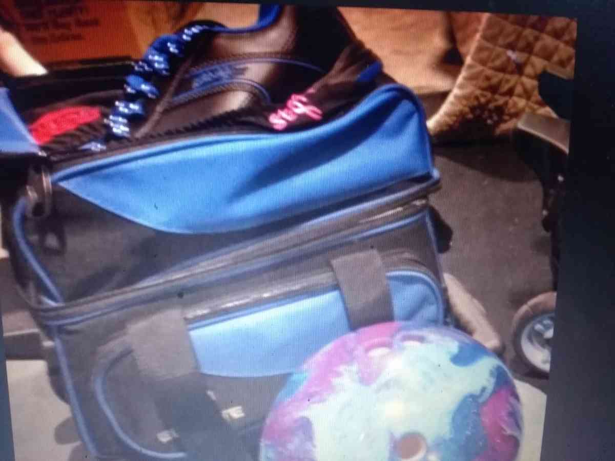 Bowling ball  bag and shoes