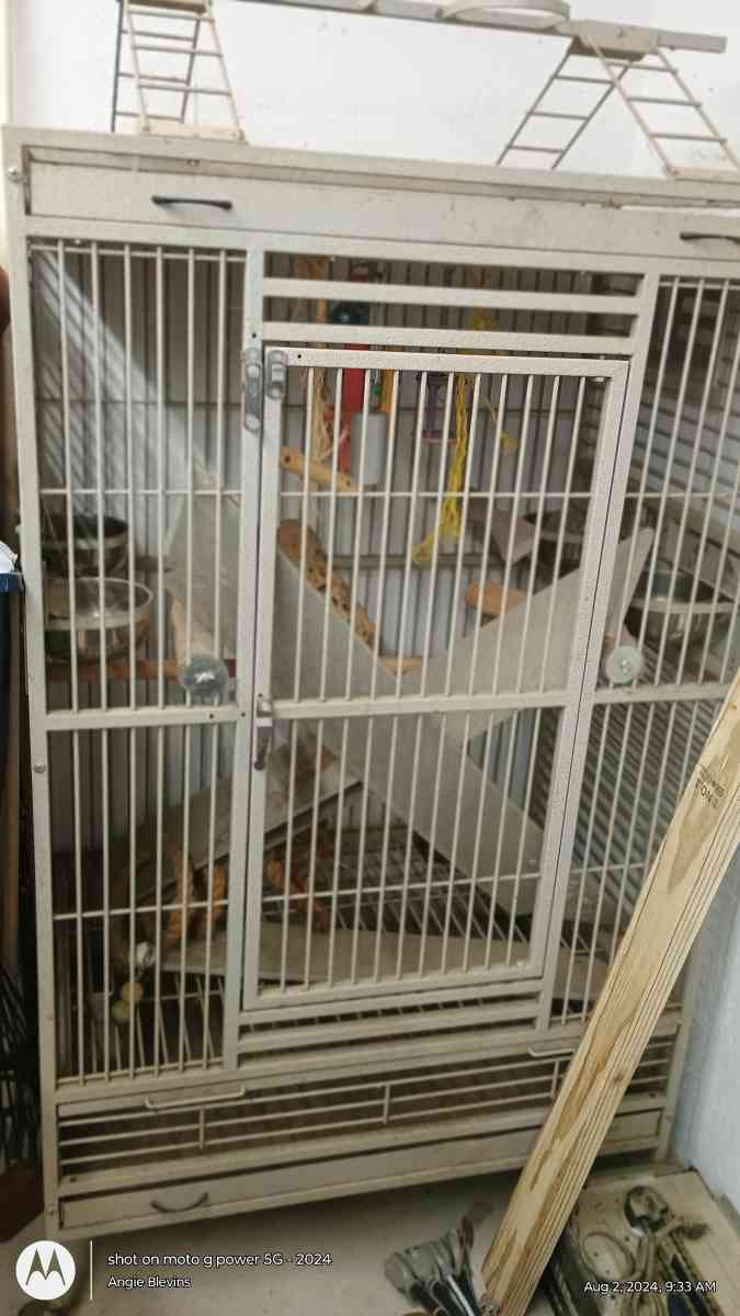 Huge bird cage on wheels and the ramps ropes