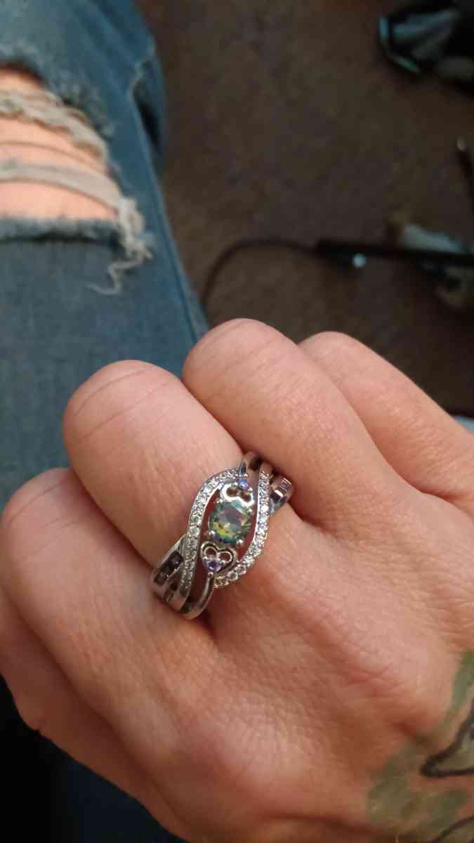 mystic topaz sterling silver ring