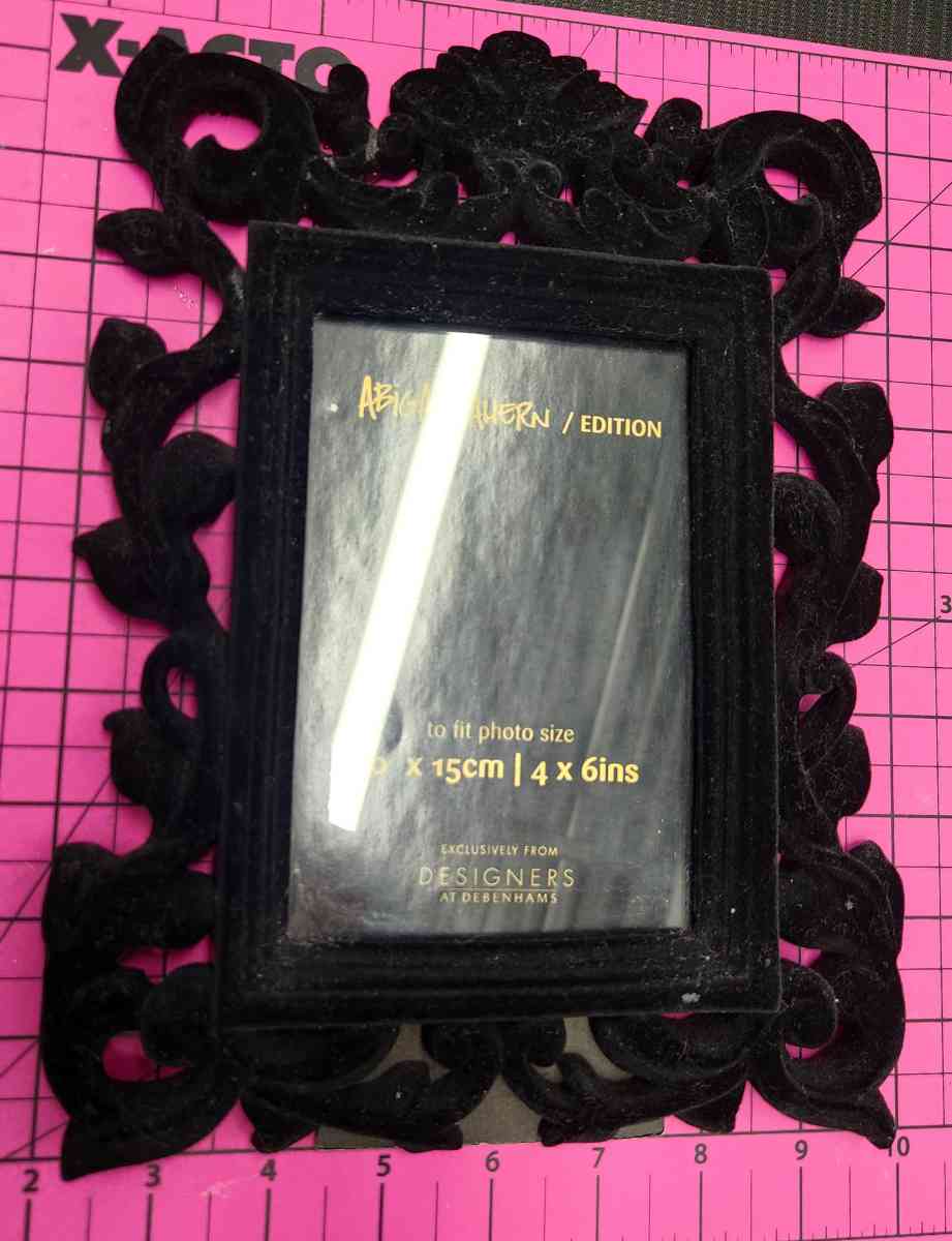 Abigail Ahern Black Velvet Baroque 4x6 Picture Frame
