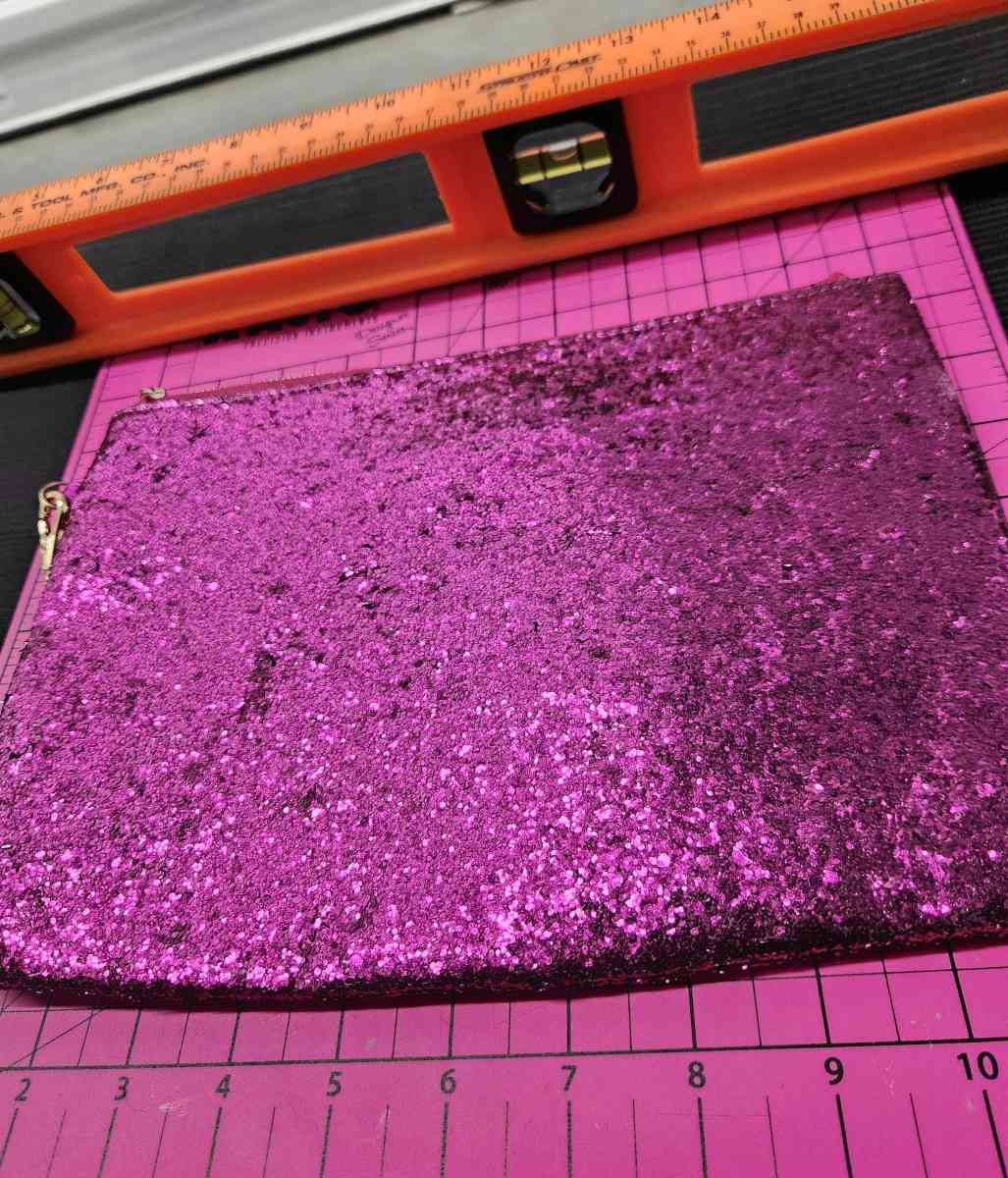 ALDO Pink Glittered Gold Top Zipper Wristlet with Strap