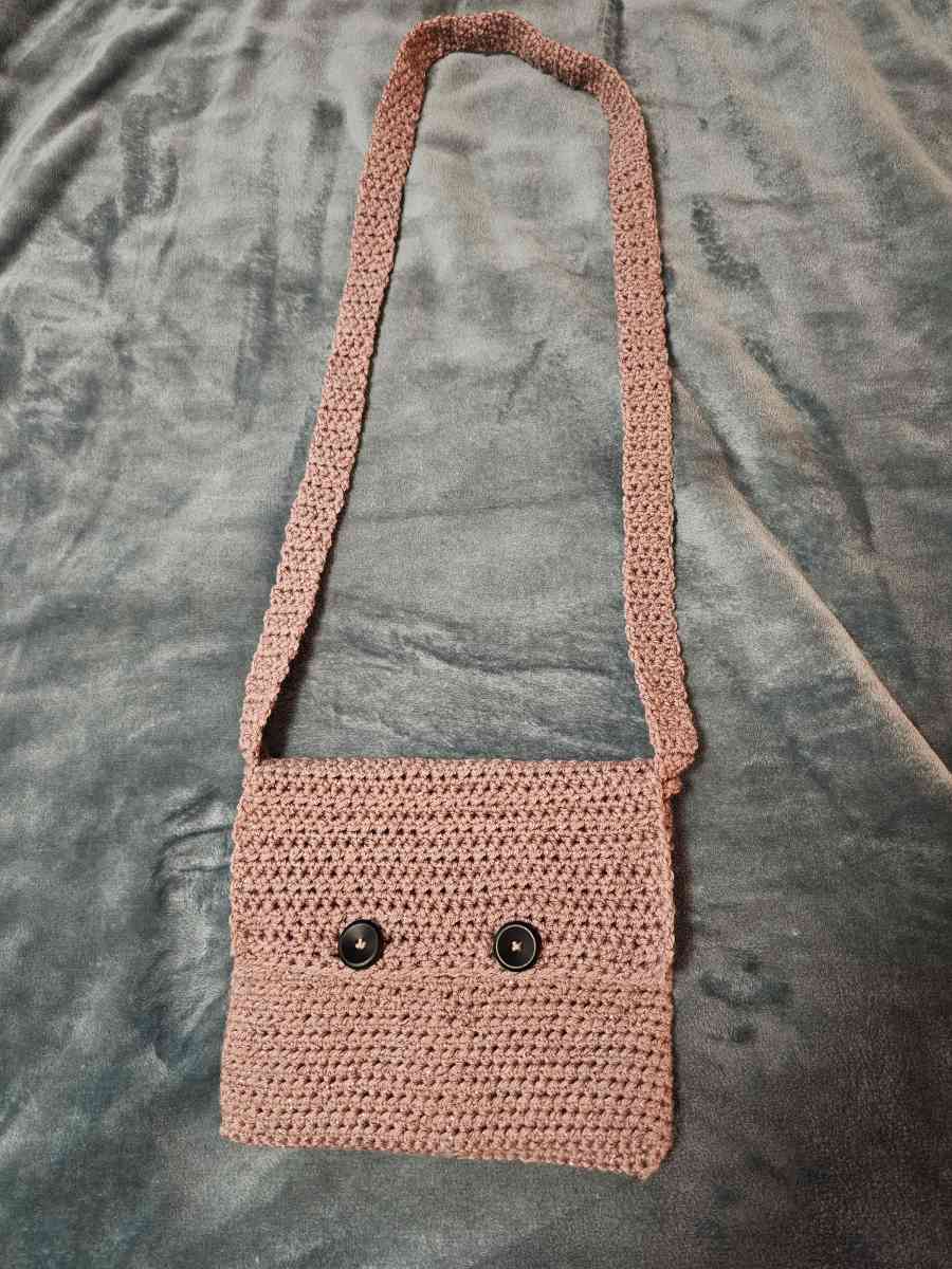 Pink Crocheted Crossbody bag