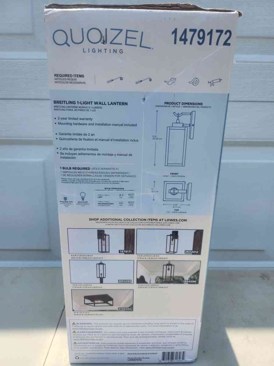 Quoizel Breitling Wall Lantern BRAND NEW