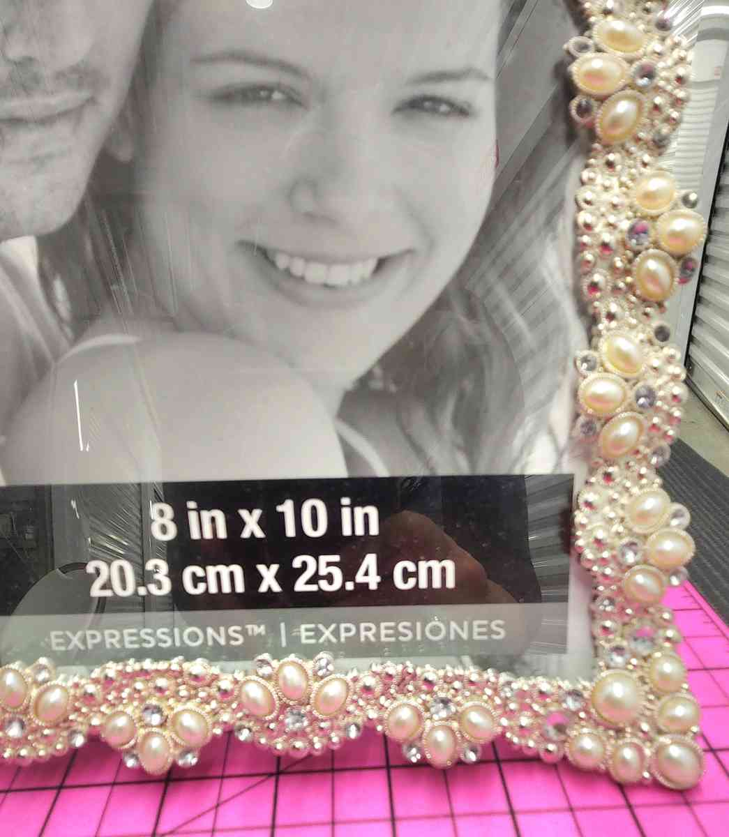 Ornate Pearl and Rhinestone Embellished 8x10  Photo Frame