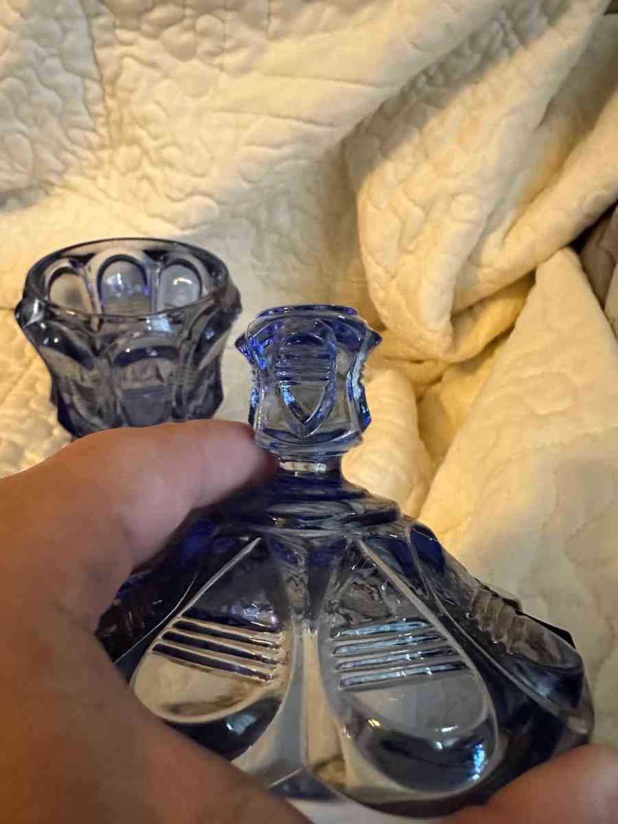 Rare blue Fenton glass trinket dish