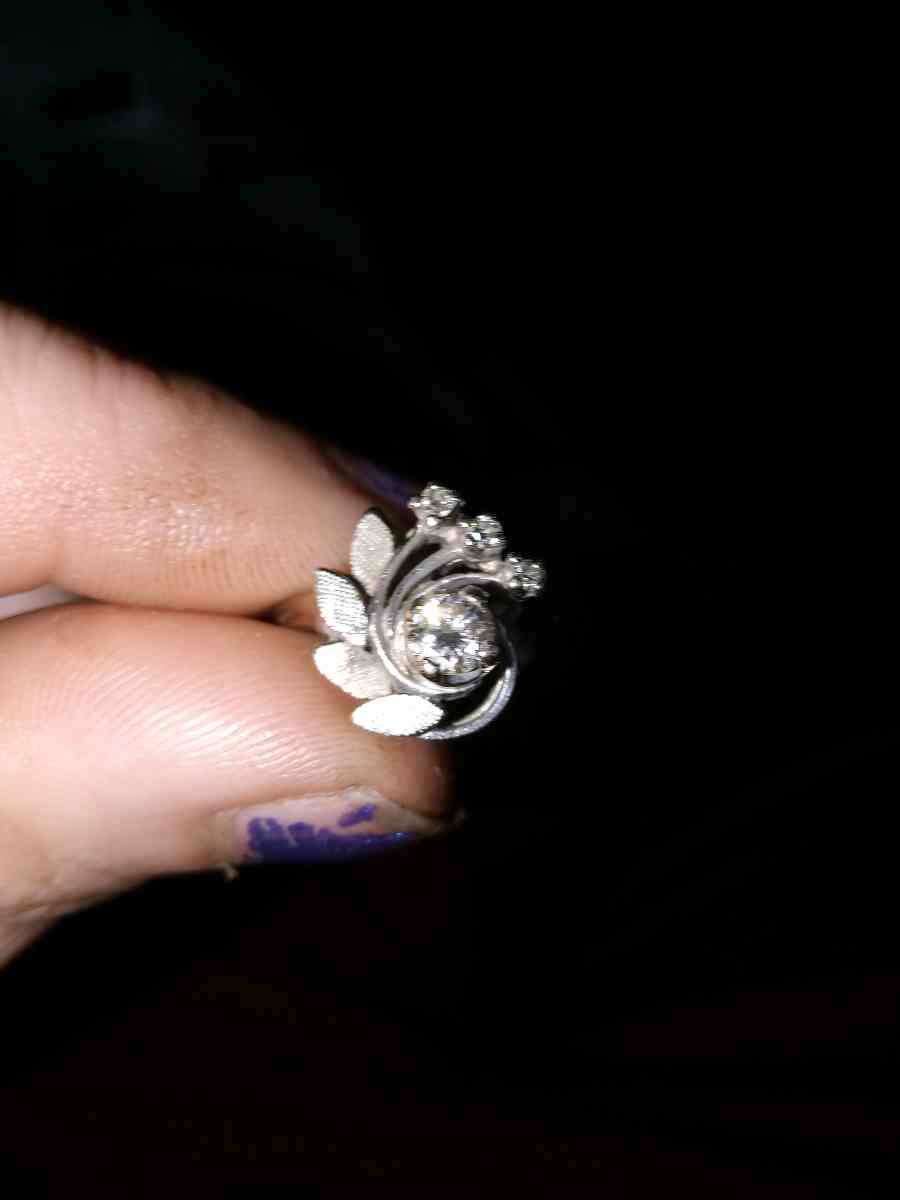 antique white gold ring 14k