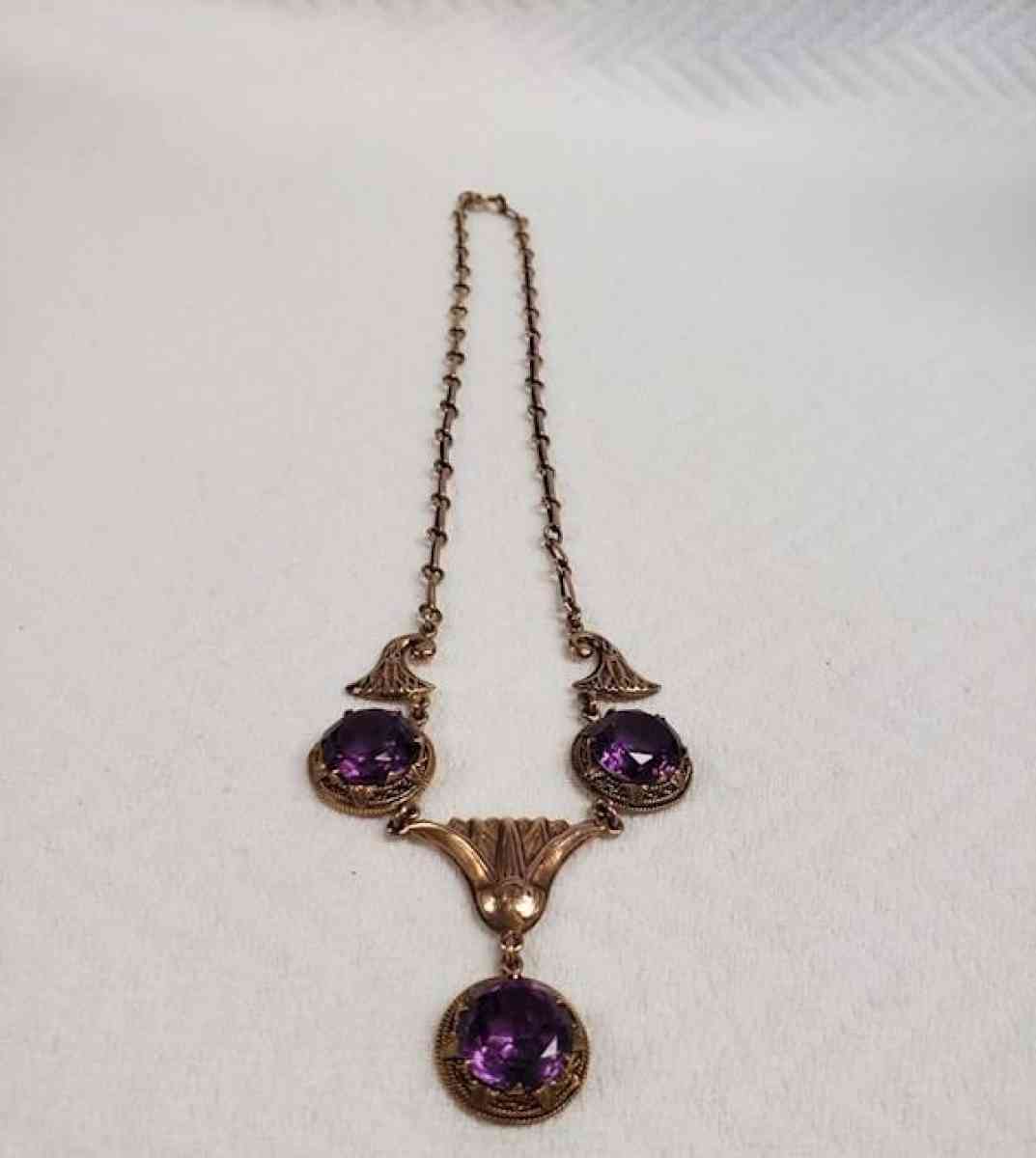 Vintage 12K Solid Rose Gold Egyptian Necklace  Pendant