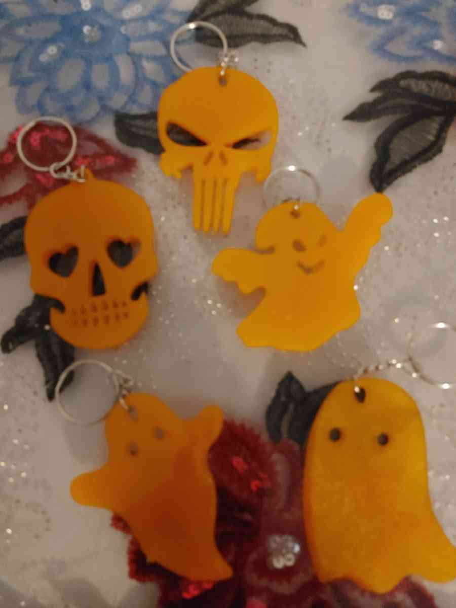 Halloween key chains and earrings