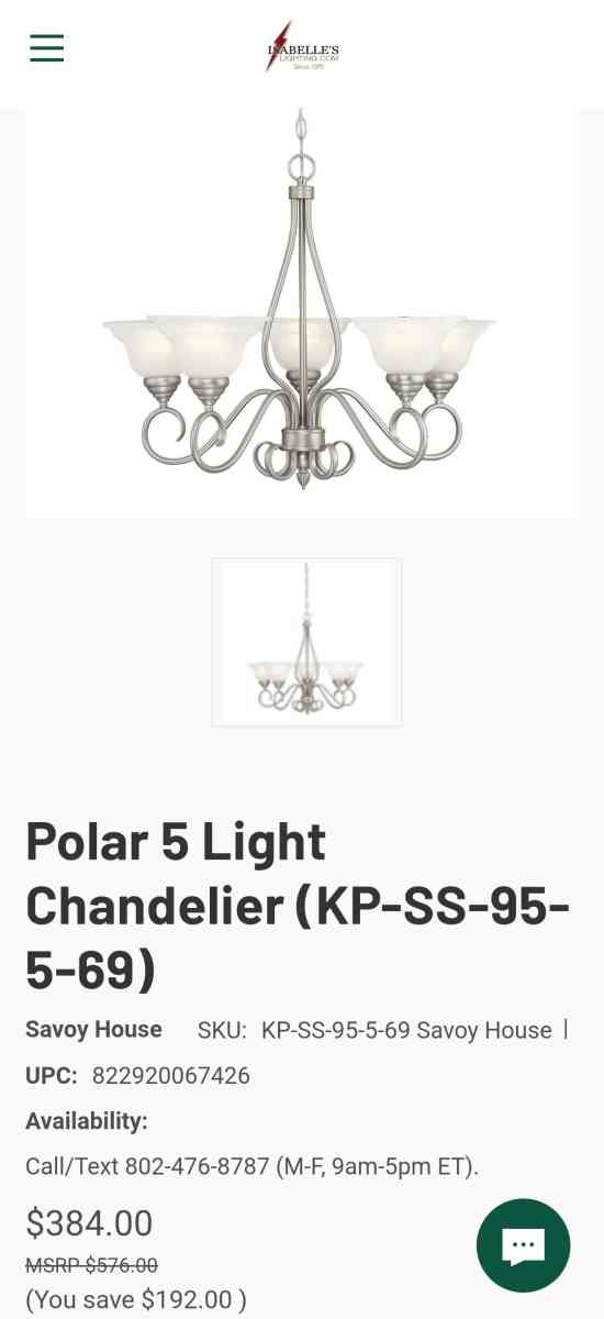 Savoy House Polar 5 Light Chandelier