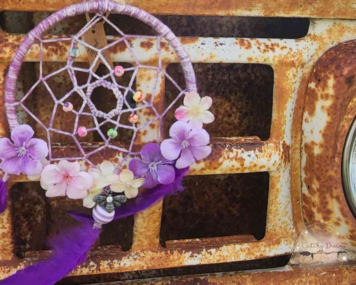 Purple Flower Dream Catcher