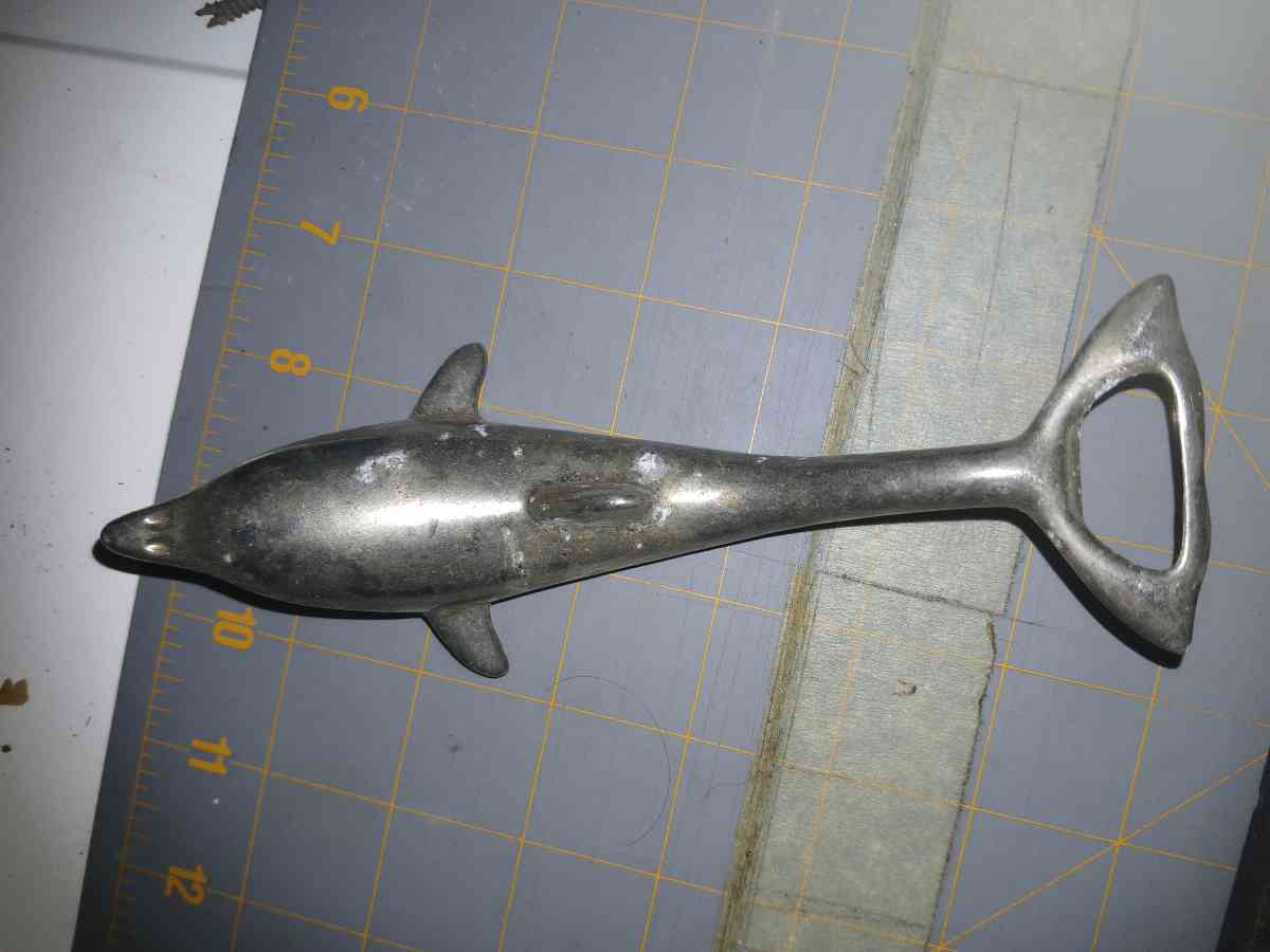 Vintage Metal Dolphin Tail Bottle OpenerTwist And Pop Top Ba