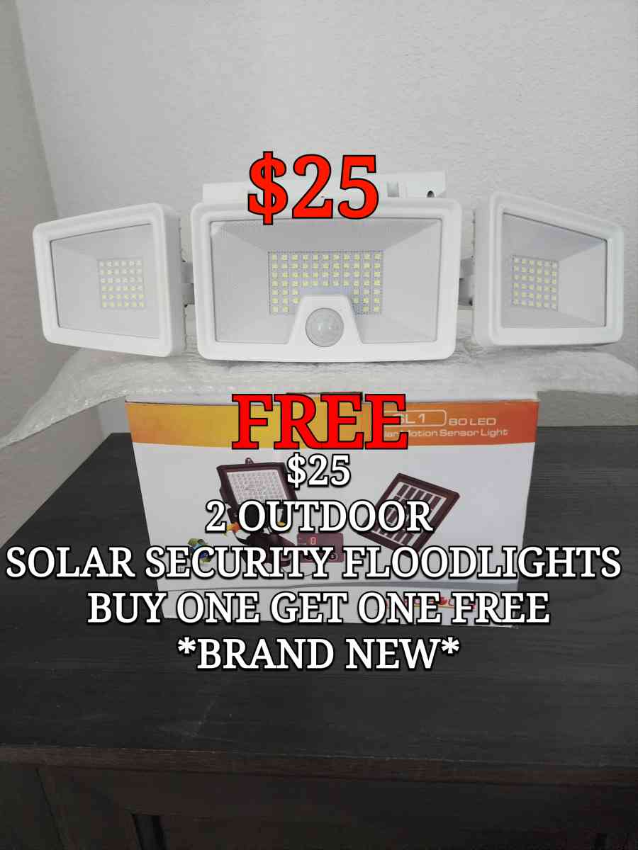 2 Outdoor Solar Security Flood Lights Buy One Get One FreeBr