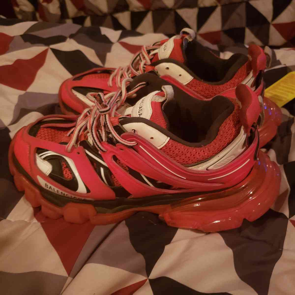 red clear sore Balenciagas