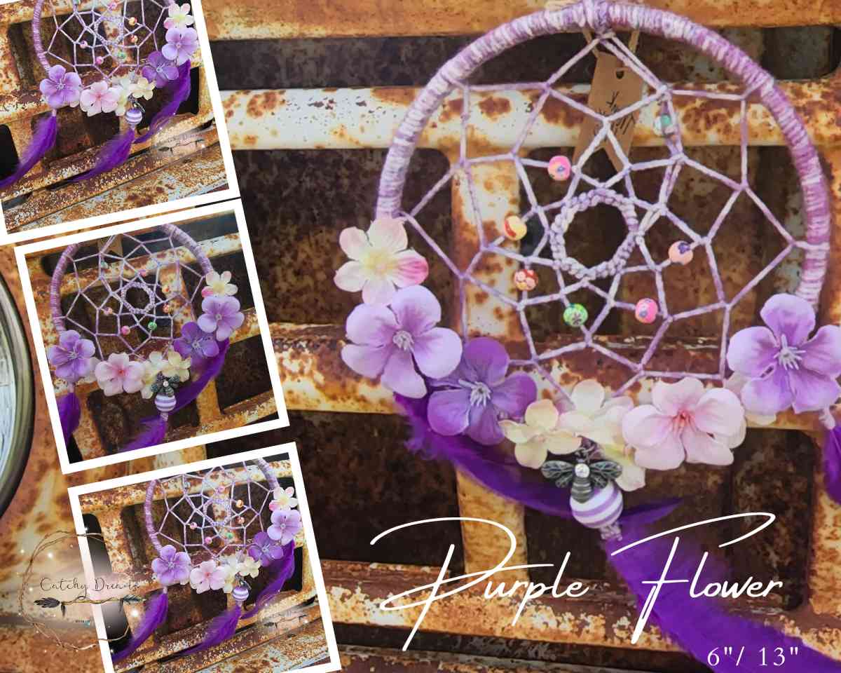 Purple Flower Dream Catcher