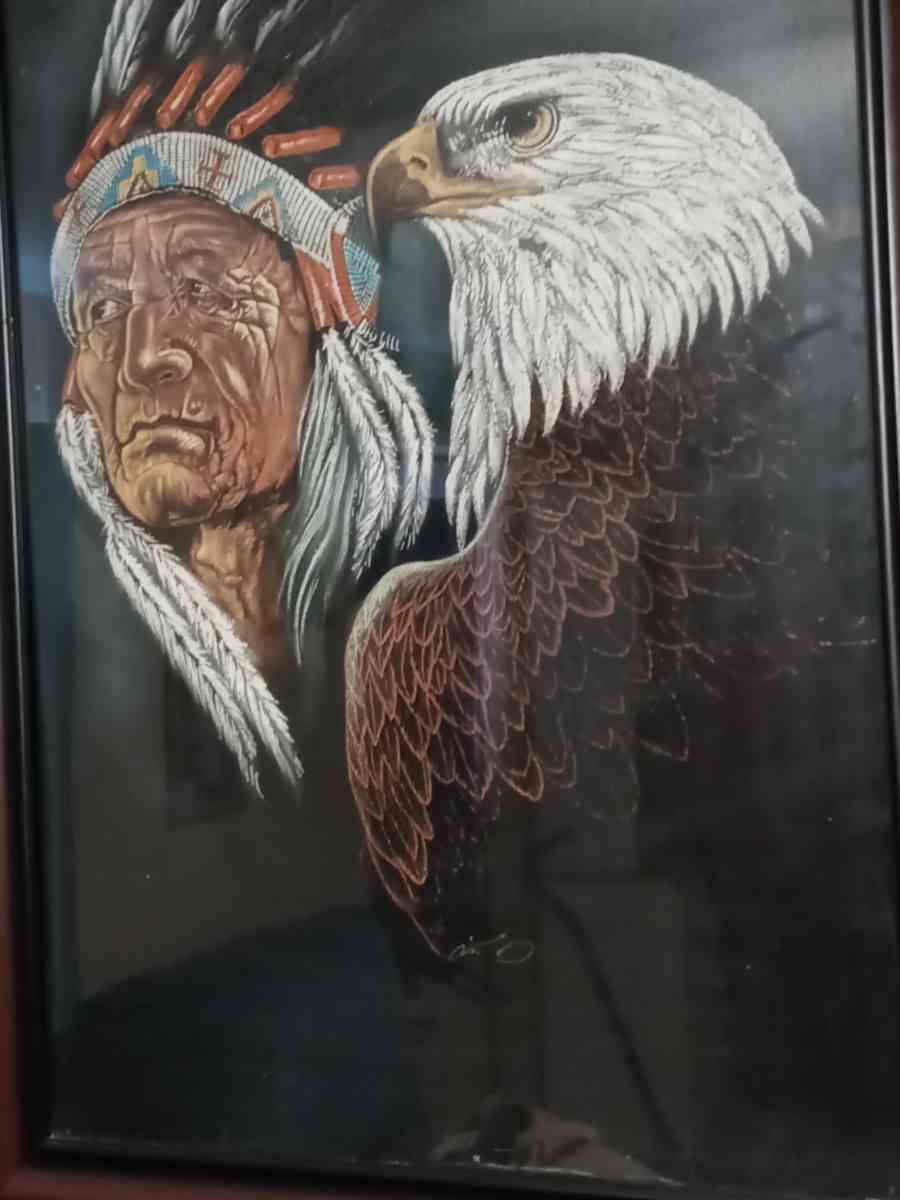 Native American and Eagle Picture