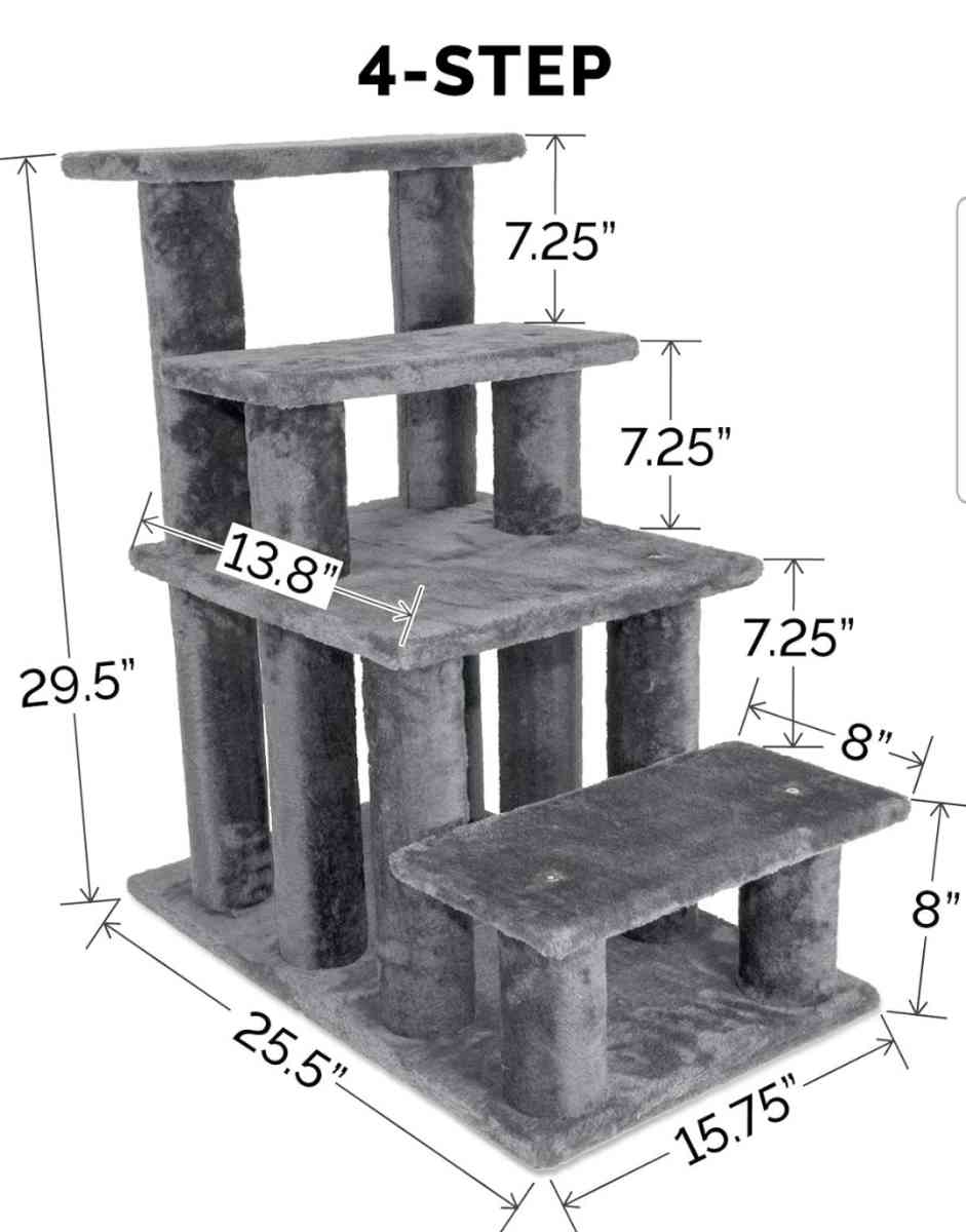 Furhaven Steady Paws 4 Step Pet Stairs for High Beds Sofas