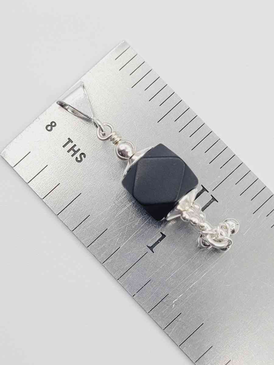 Azabache 8mm Bead 3mm Sterling Silver 925 pendant