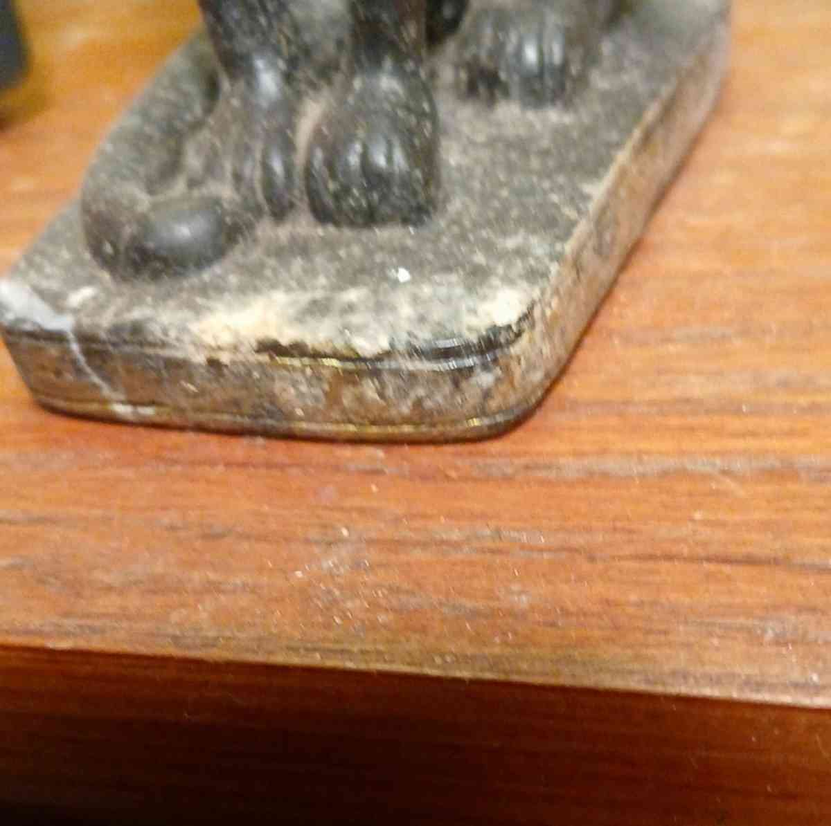 Bastet Black Cat with Scarab Necklace Statue