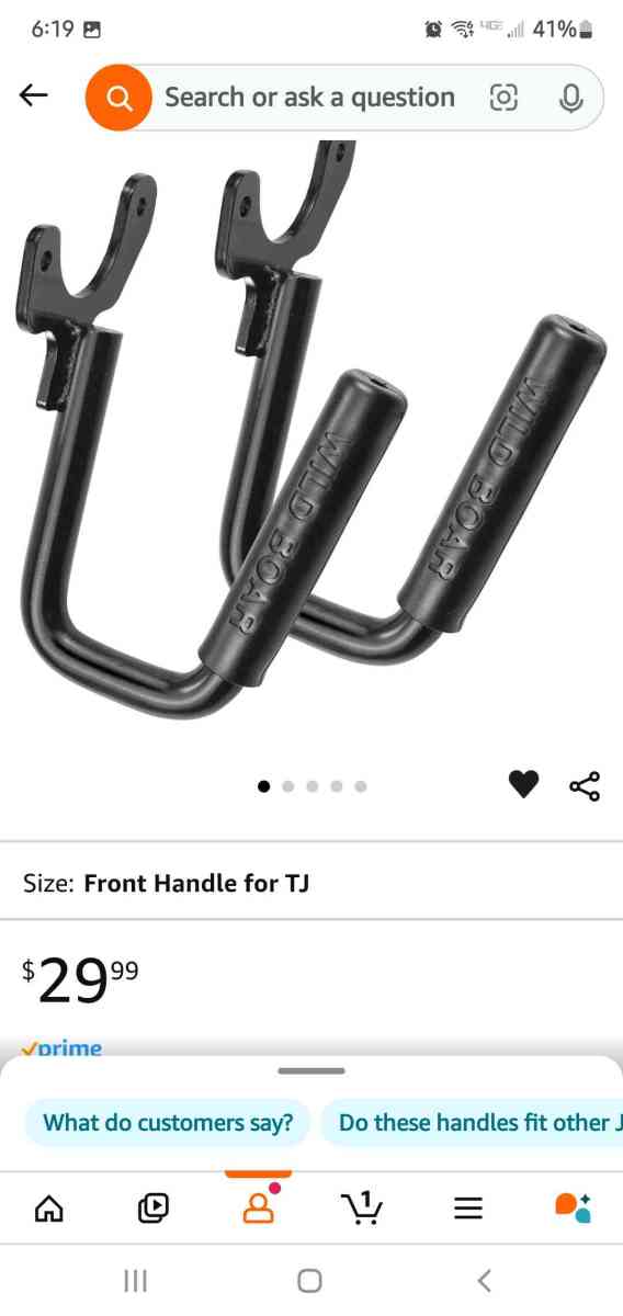 Jeep Front Grab Handles  Black Solid Steel Compatible for 1