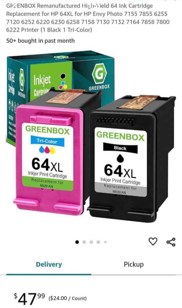 Ink Cartridge Replacement for HP 64XL for HP Envy Photo