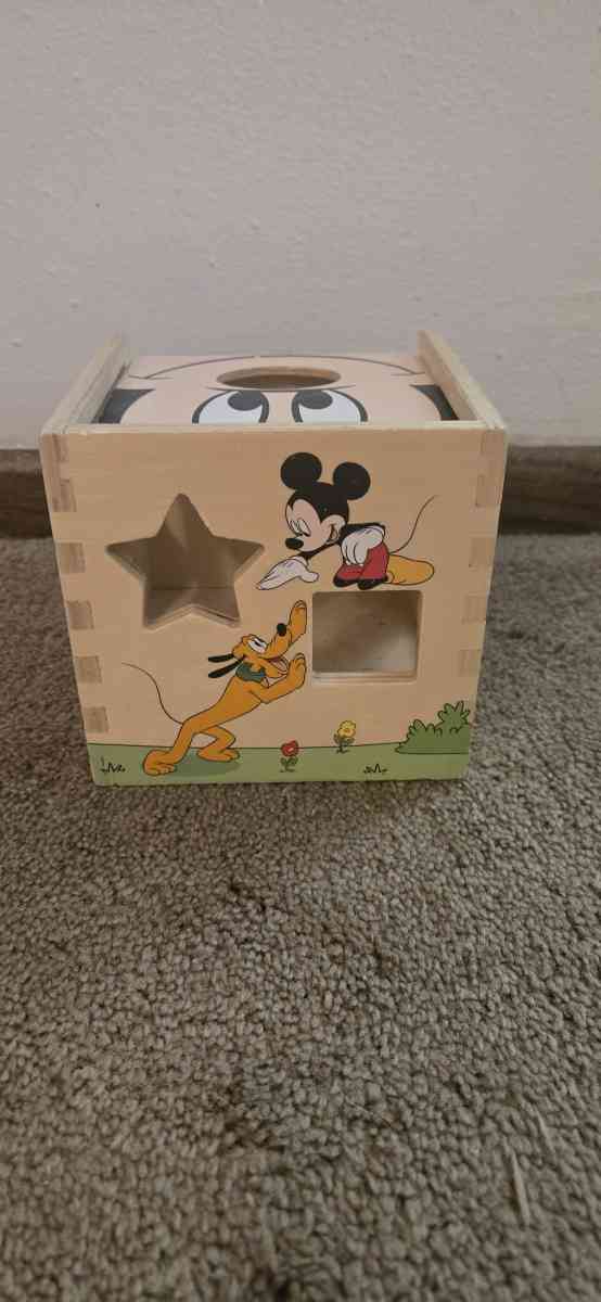 Disney Baby Mickey Mouse Wooden Shape Sorting Cube