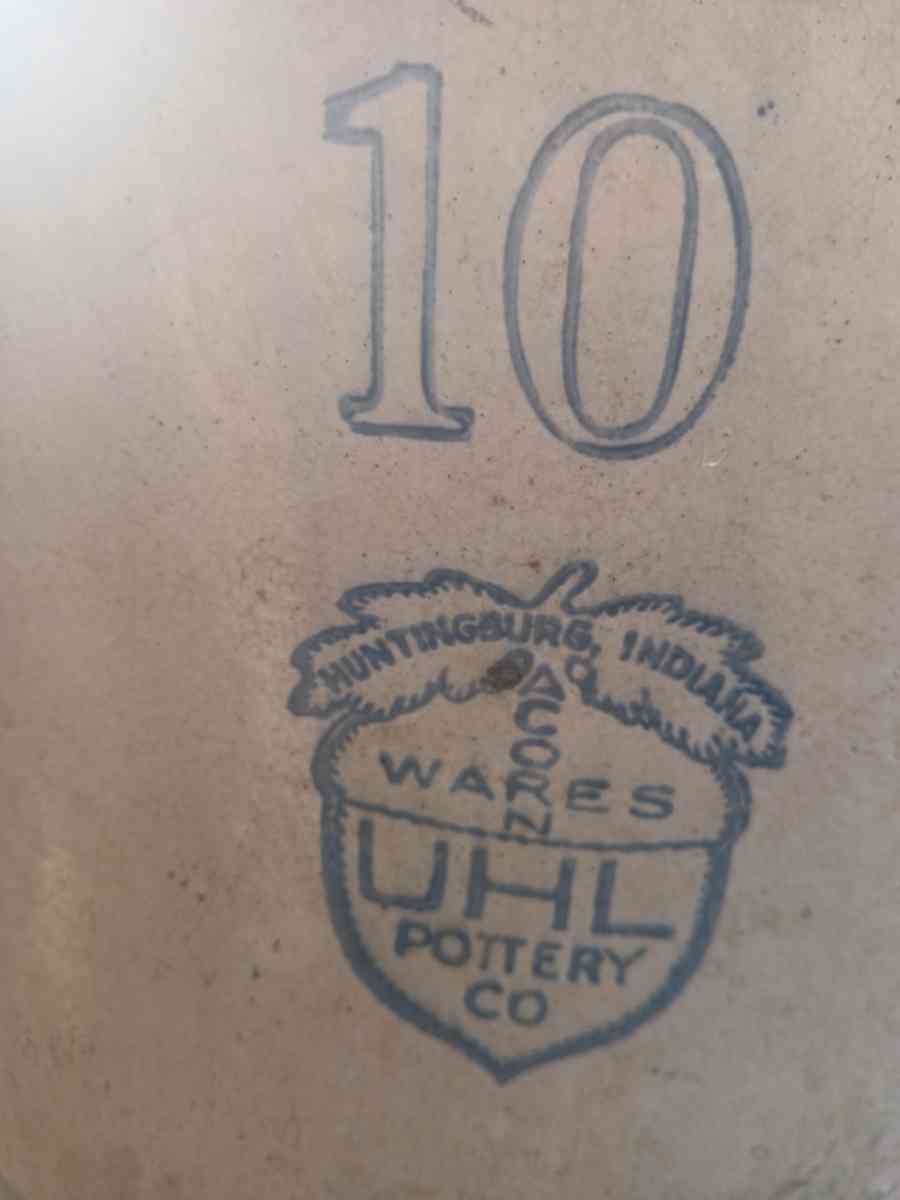 Antique UHL Pottery Co Acorn Wares Indiana 10 Gallon Stonewa