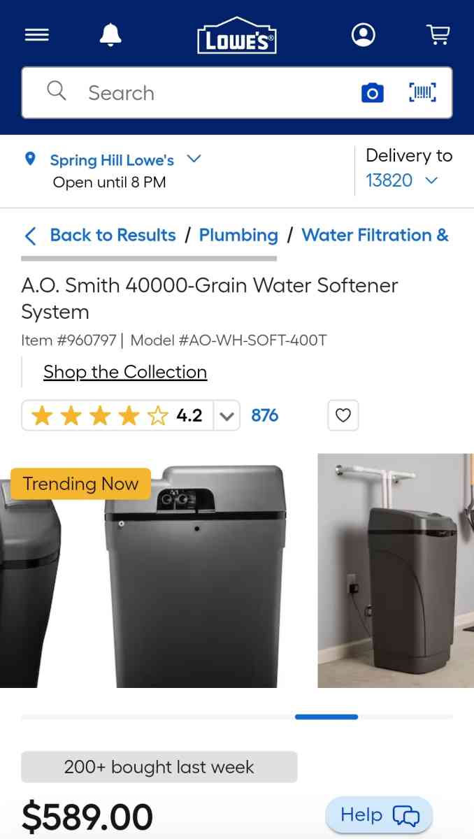 AO Smith Water Softener System