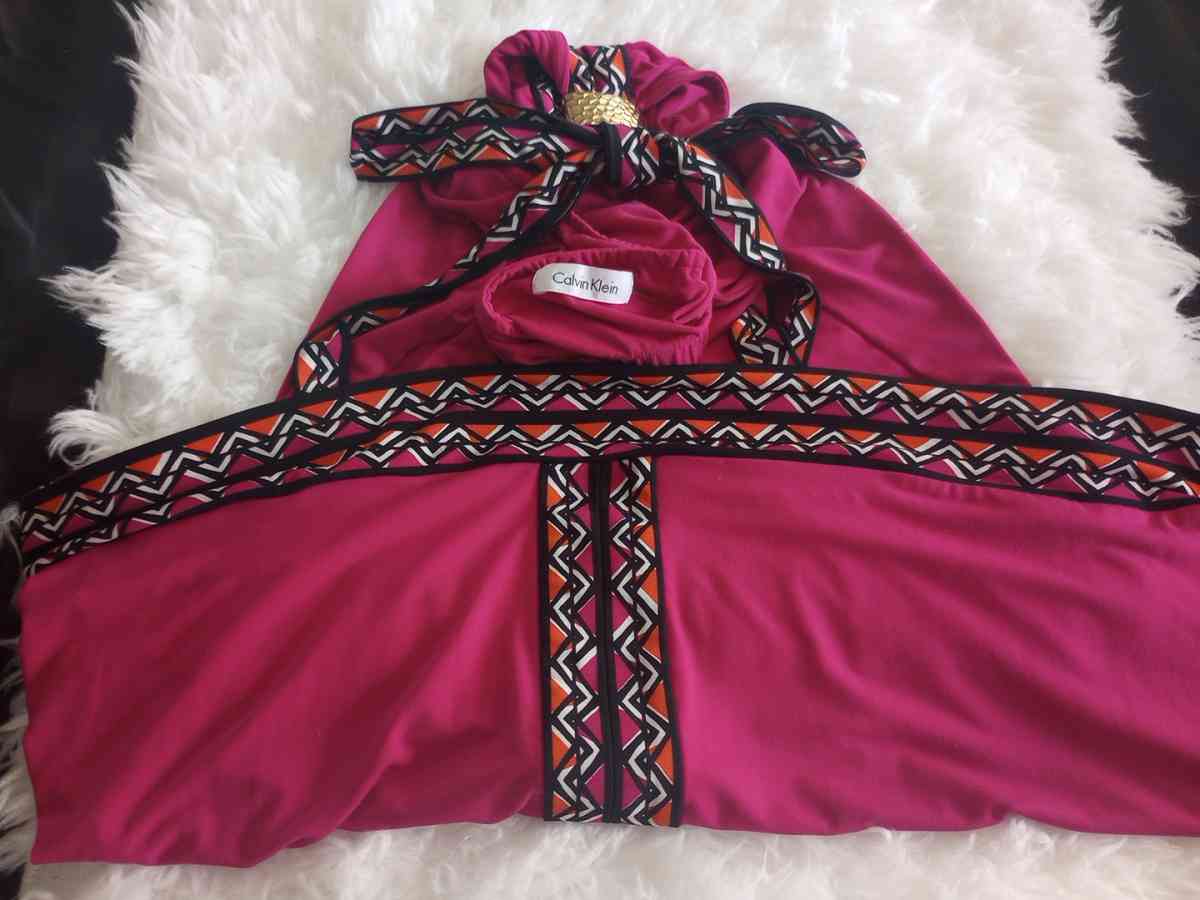 beautiful pink satin feel dress Calvin Clien