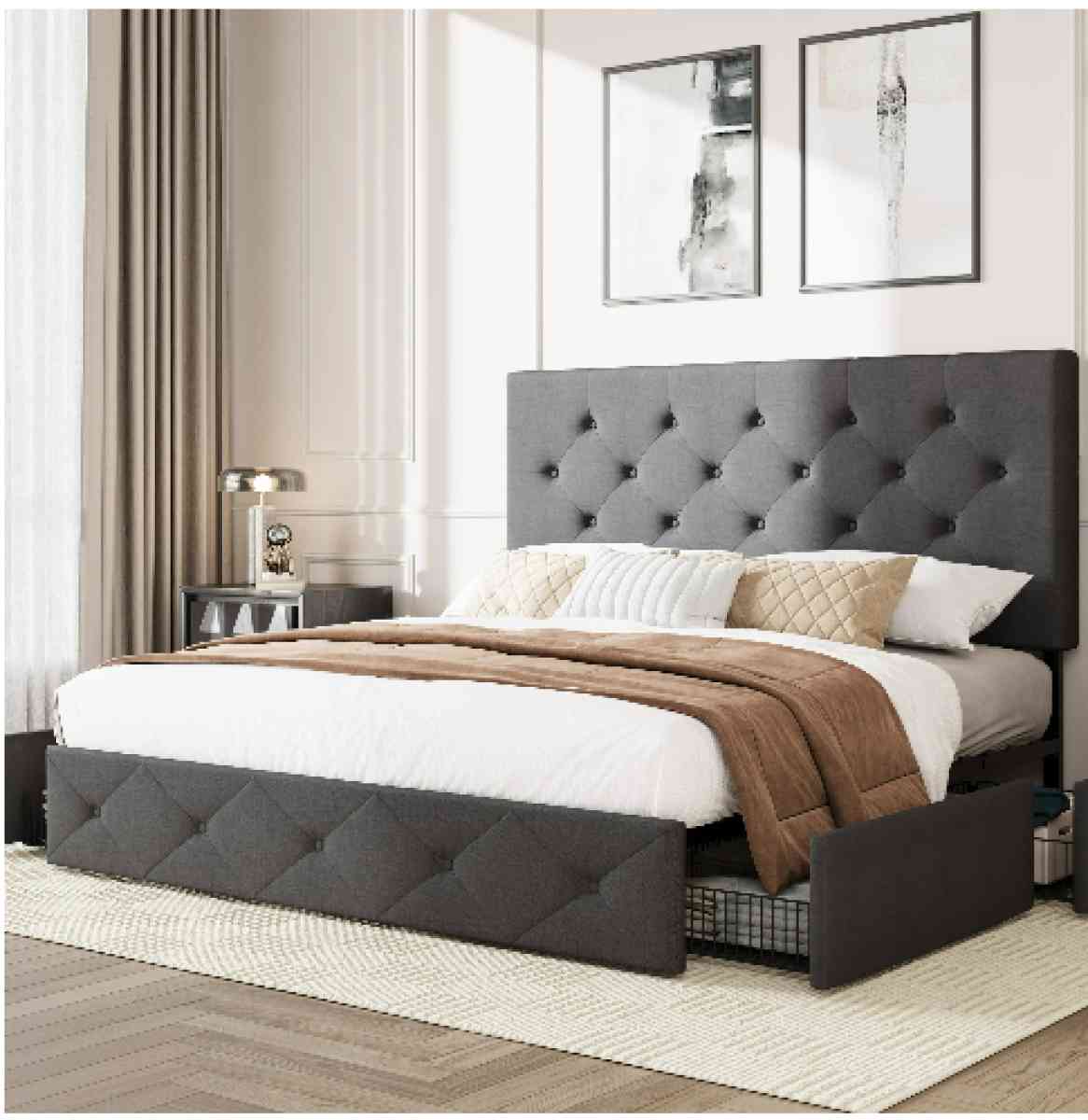 Queen bedframe and Headboard With 4dresser