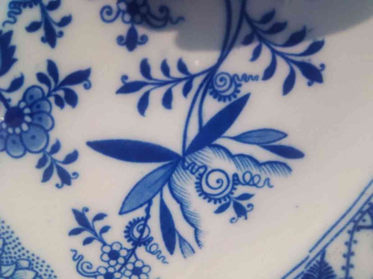 Large Meissen England Flow Blue Deep Serving Platter 1825