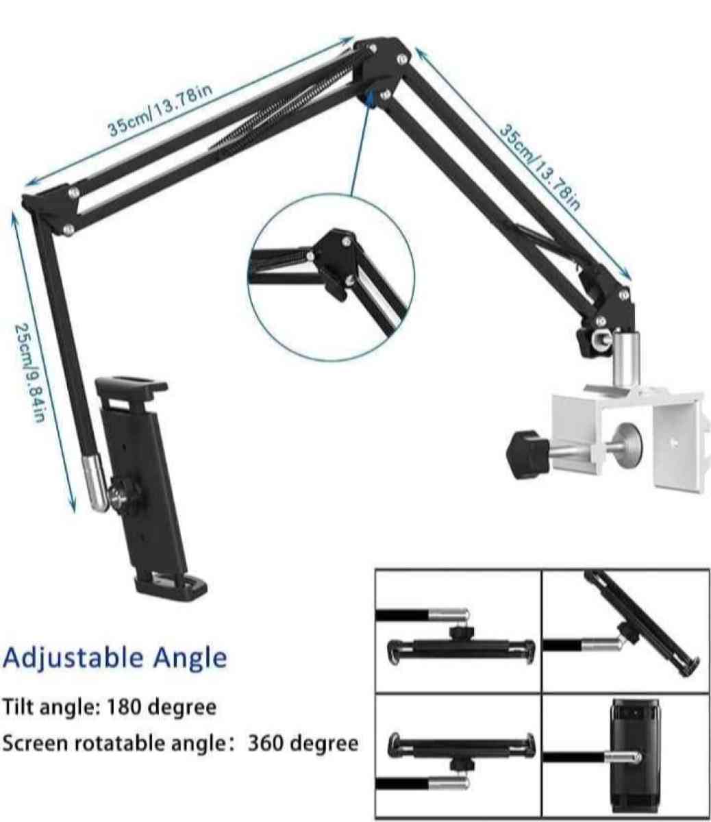 Tablet stand adjustable for bed or table