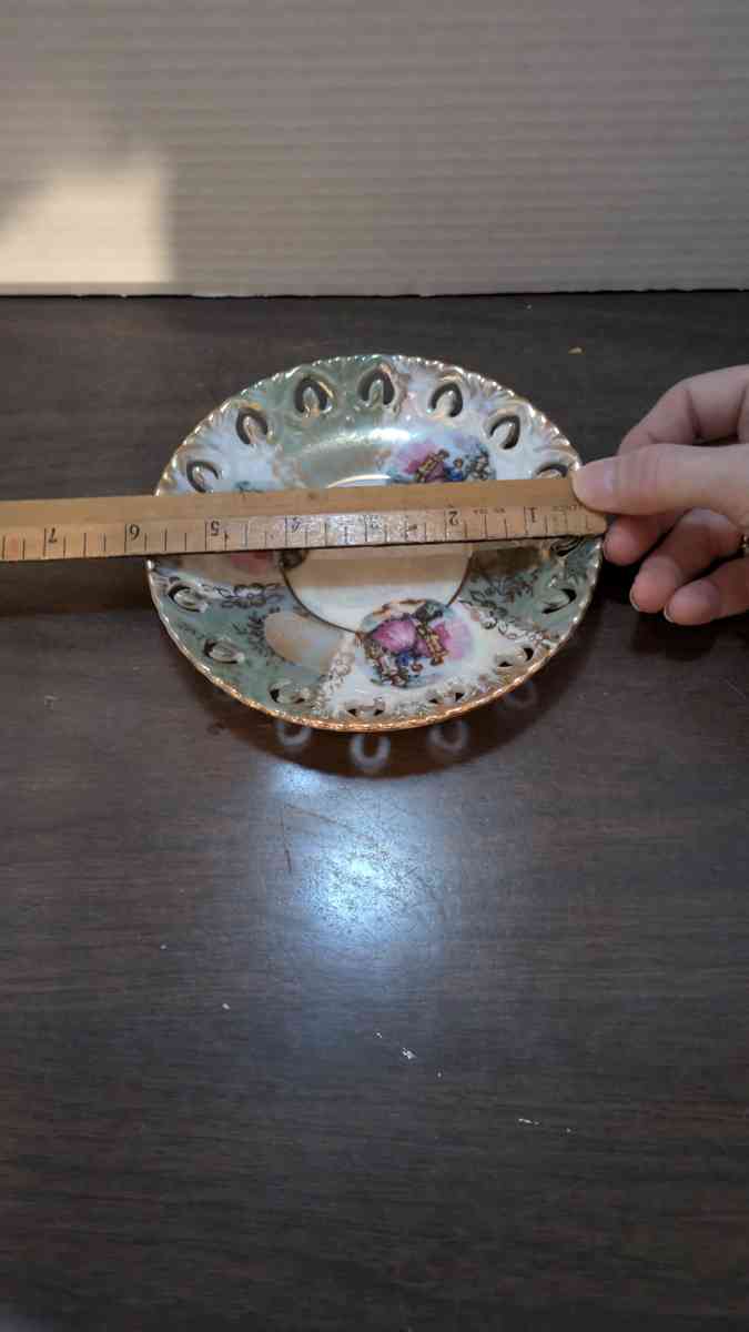 Rare Antique Kelvin Fine China Iridescent Green And White Pl