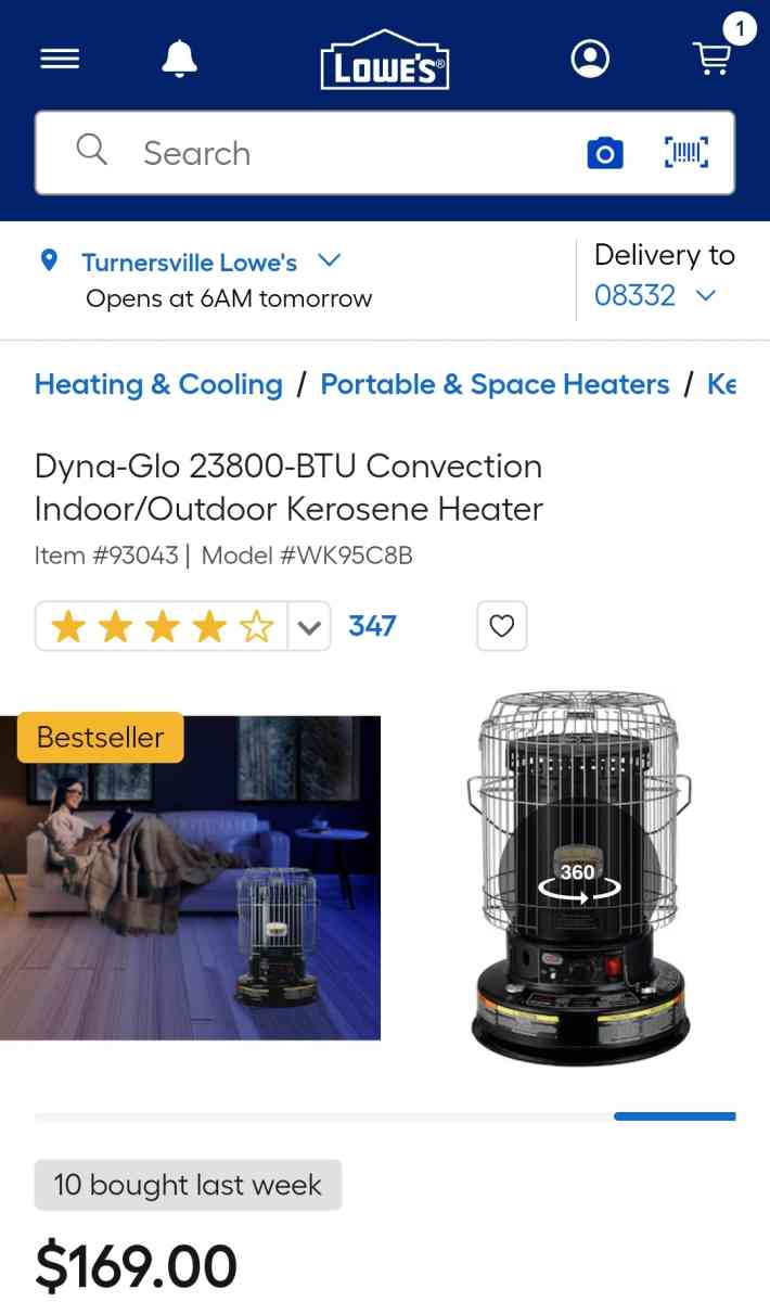 DynaGlo Portable Kerosene Convection Heater