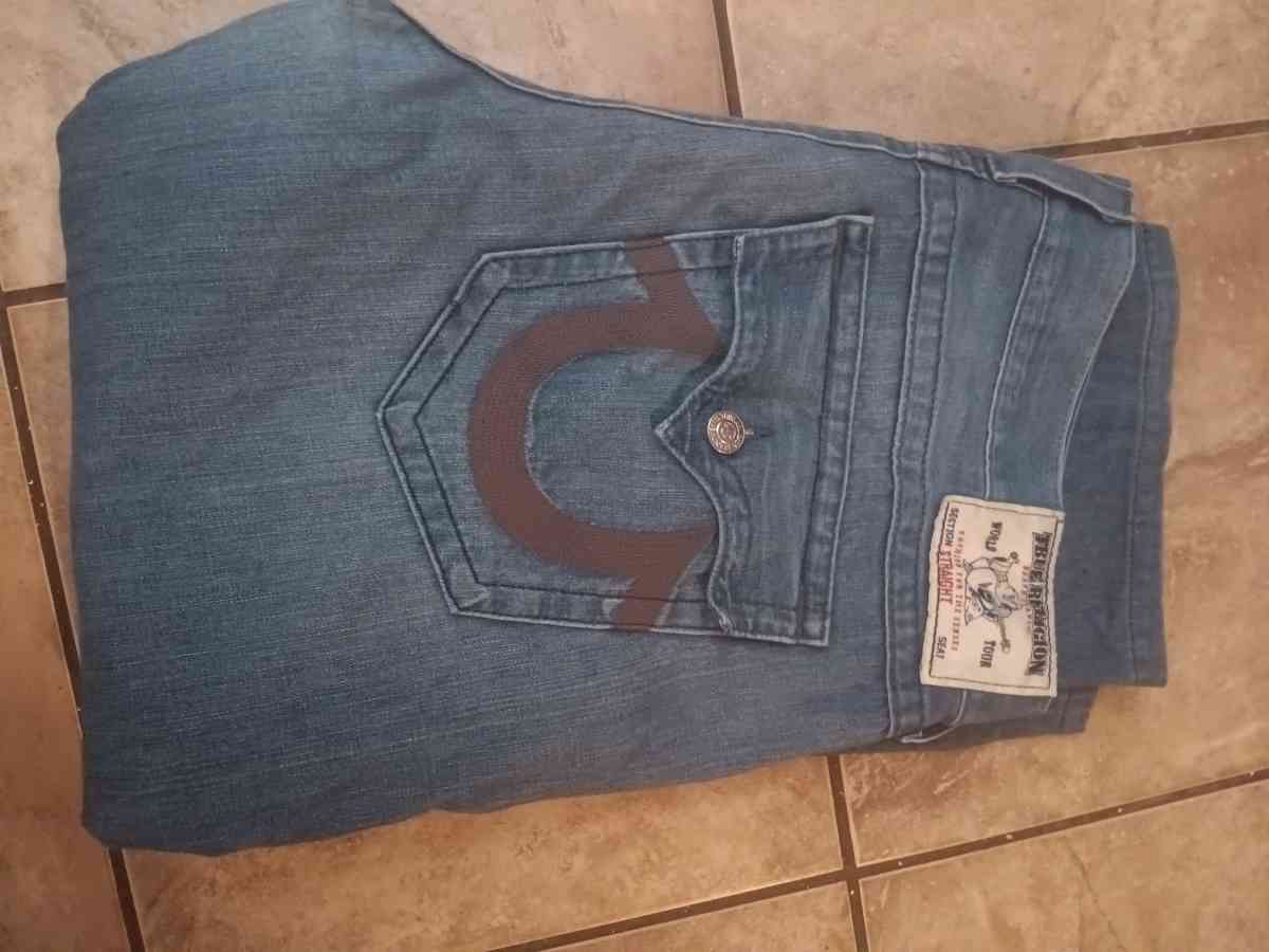 True Religion Ricky Relaxed Straight Jeans Mens 46x27 Pocket