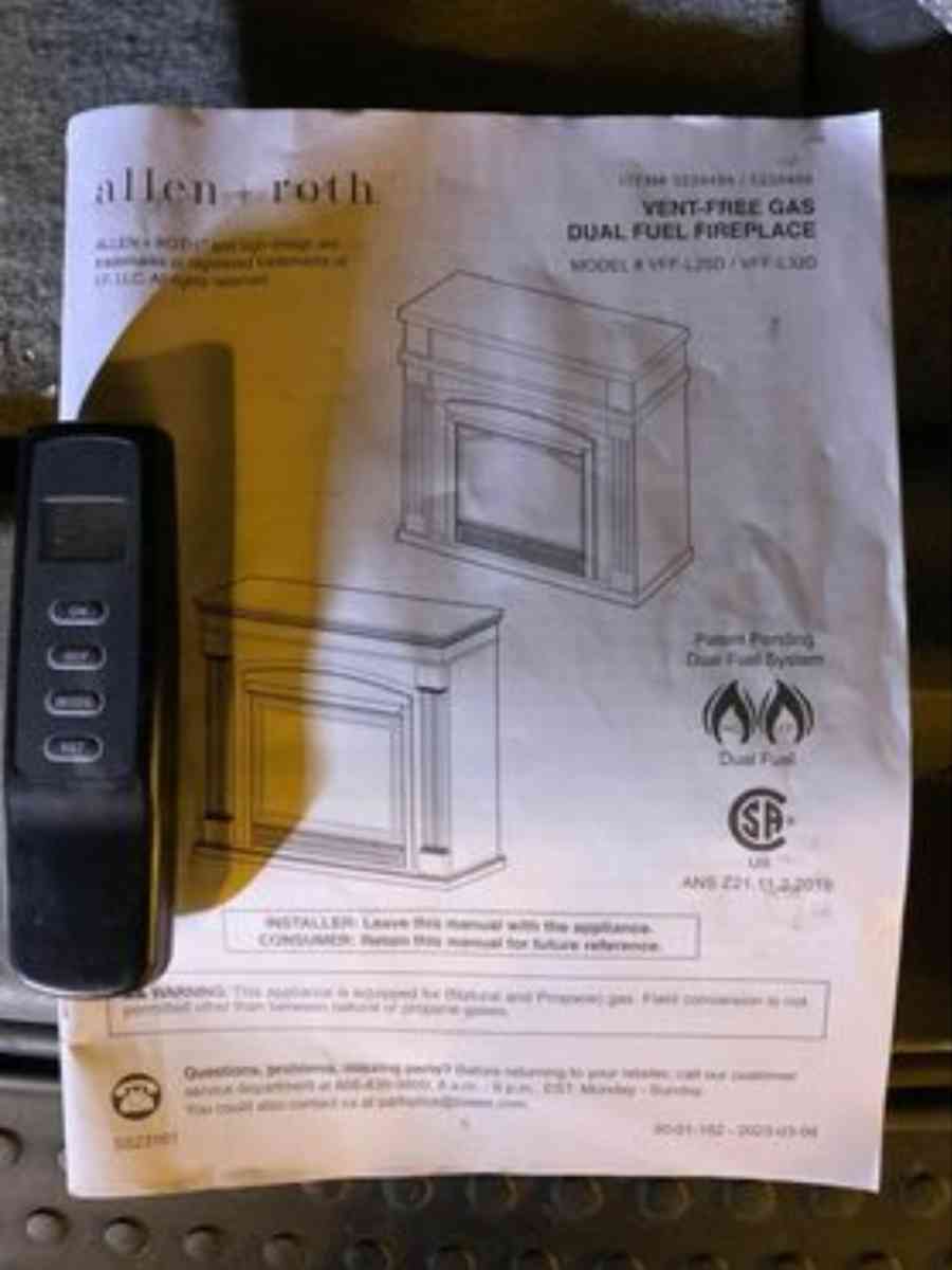 Allen Roth Vent Free Dual Fuel Fireplace
