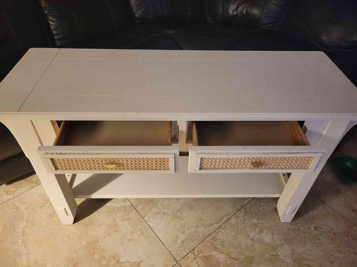 Console Table with Woven Drawer Fronts