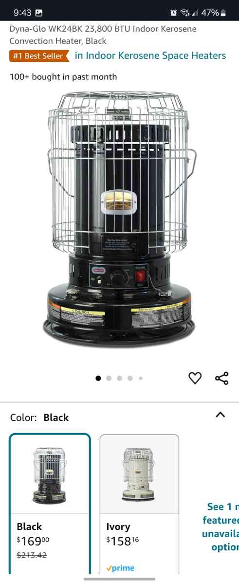 DynaGlo Portable Kerosene Convection Heater