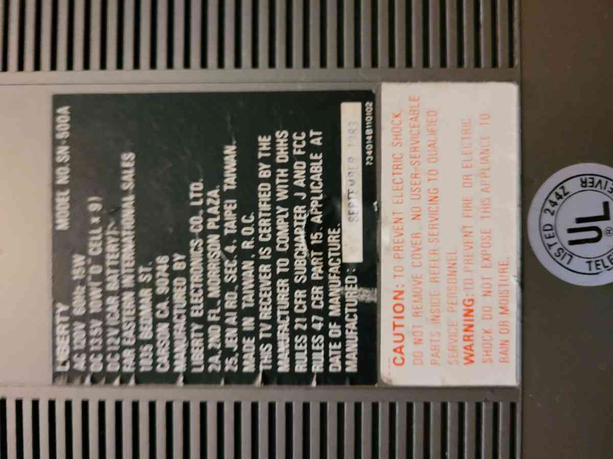 Vintage Liberty 1983 SN500A Portable TV Radio Tape Player