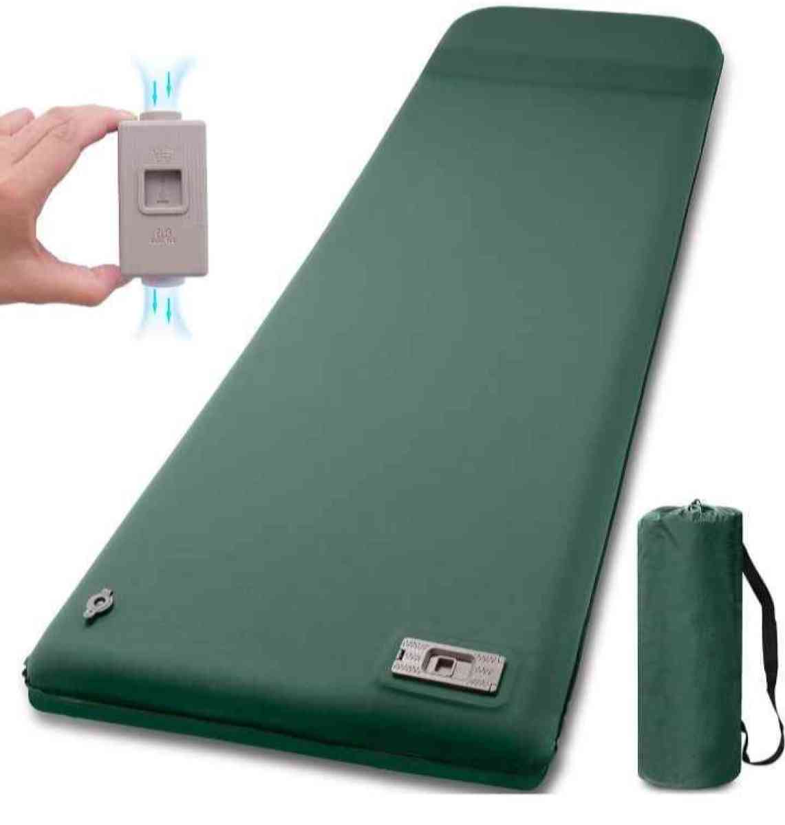Green Self Inflating Sleeping Pad with Electric Pump
