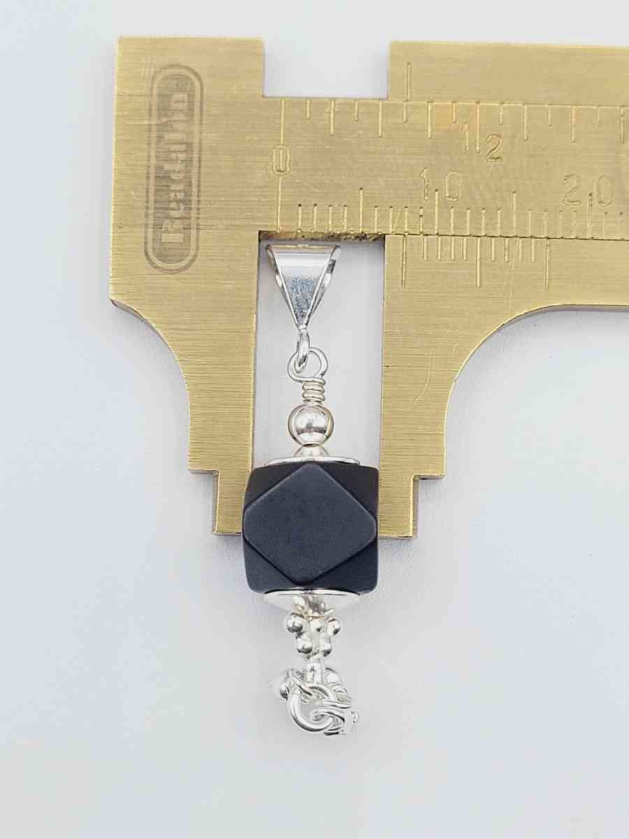 Azabache 8mm Bead 3mm Sterling Silver 925 pendant