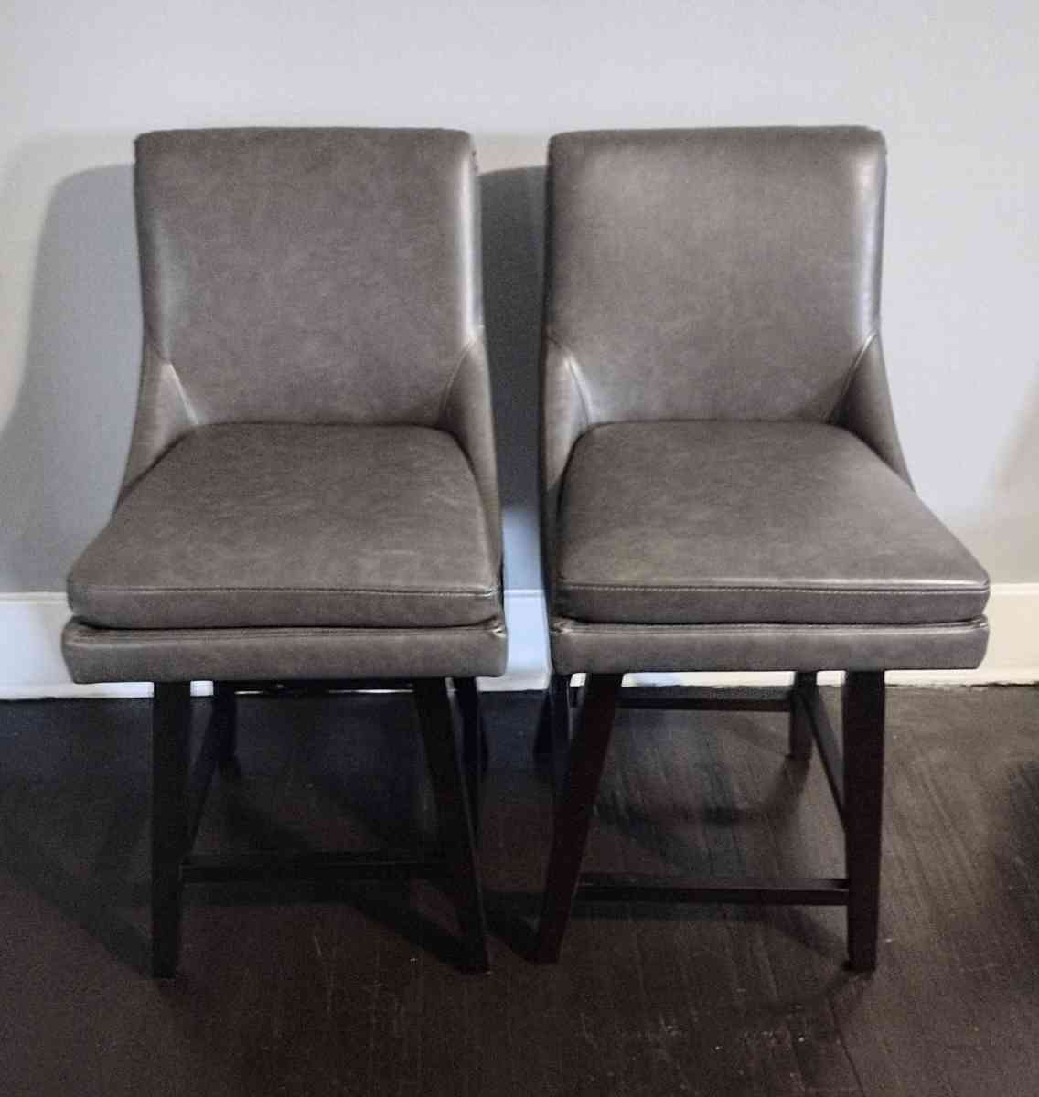 FIRE SALE Lissa Retro Gray Faux Leather Swivel Counter Stool