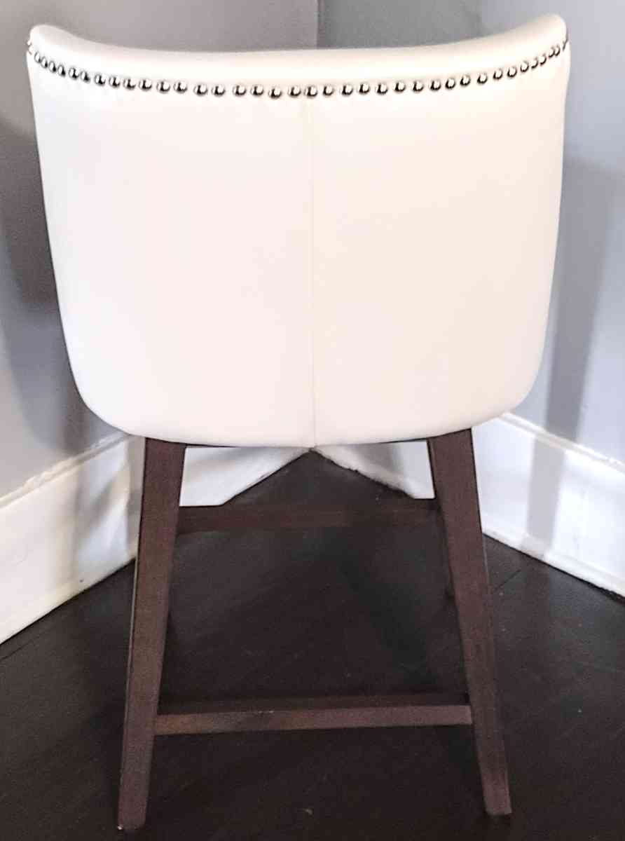 Asher White Swivel Nailhead Trim Counter Stool